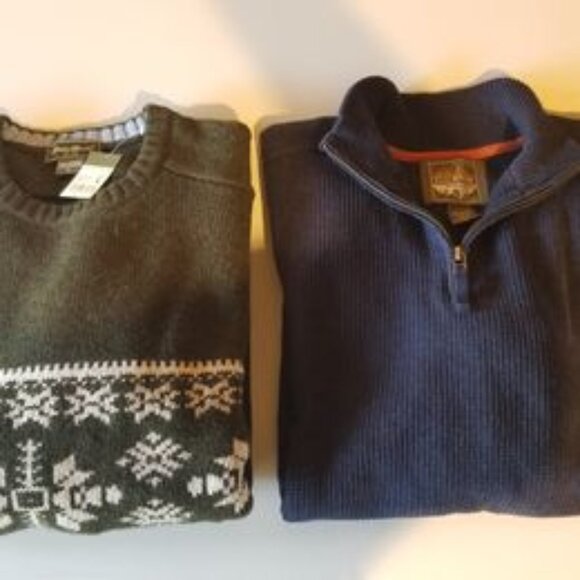 Two Eddie Bauer Men's Sweaters, 1x wool new with tags (sold together) - Picture 1 of 9